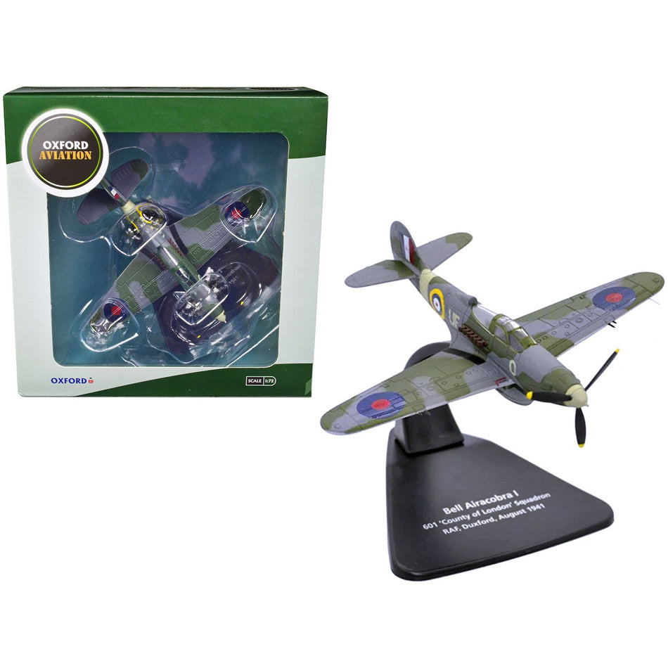 Bell Airacobra I Fighter Aircraft "601 County of London Squadron RAF Duxford" (August 1941) "Oxford Aviation" Series 1/72 Diecast Model Airplane by Oxford Diecast