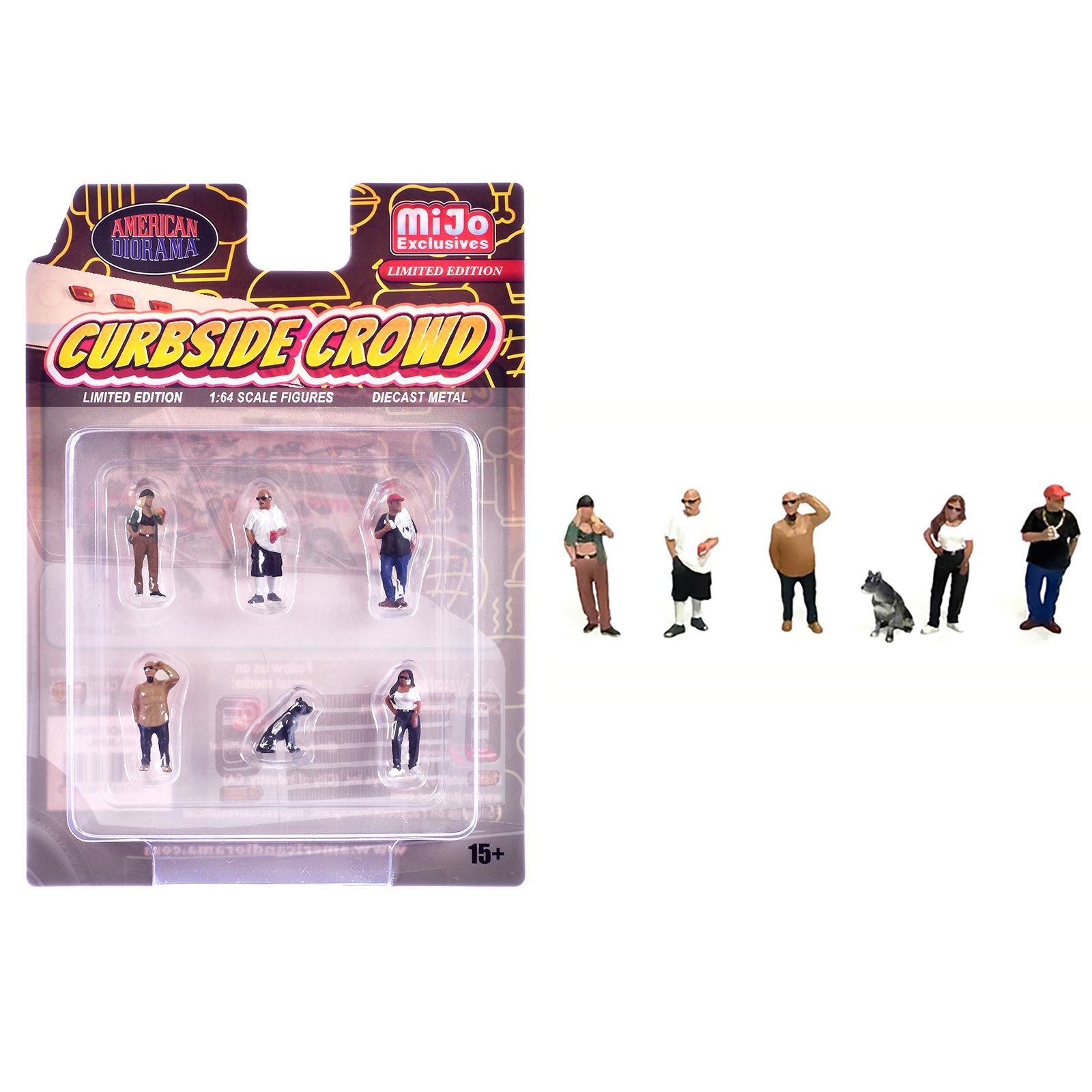 "Curbside Crowd" 6 piece Diecast Figure Set (6 Figures) Limited Edition for 1/64 Scale Models by American Diorama
