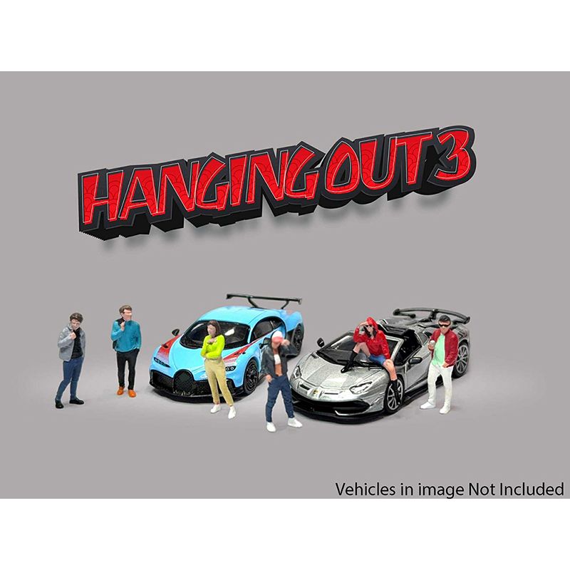 AD-2430MJ-2__78308 'Hanging Out 3' miniature scene with cars and figures