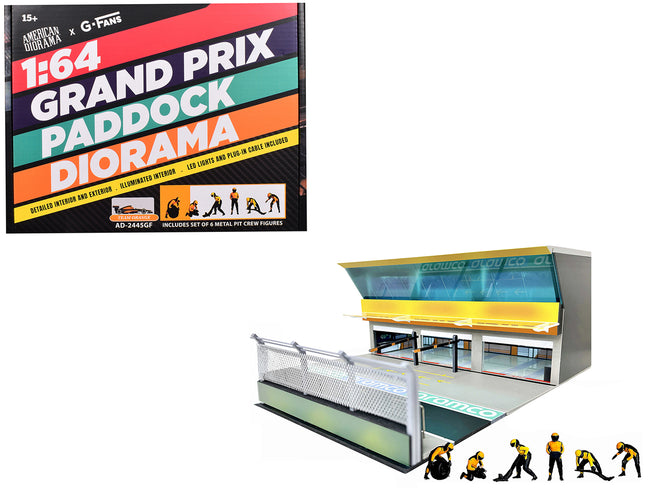 Grand Prix Paddock Diorama "Team Orange" with LED Lights for 1/64 Scale Models by American Diorama