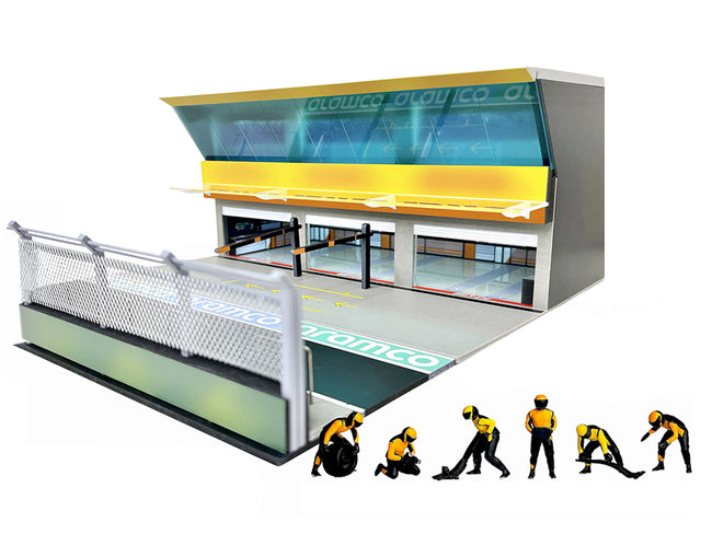 Grand Prix Paddock Diorama "Team Orange" with LED Lights for 1/64 Scale Models by American Diorama