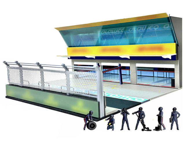 Grand Prix Paddock Diorama "Team Blue" with LED Lights for 1/64 Scale Models by American Diorama