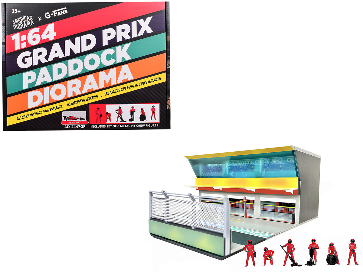 Grand Prix Paddock Diorama "Team Red" with LED Lights for 1/64 Scale Models by American Diorama