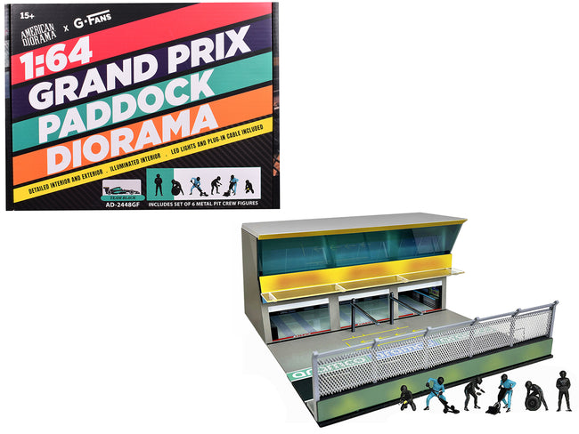 Grand Prix Paddock Diorama "Team Black" with LED Lights for 1/64 Scale Models by American Diorama