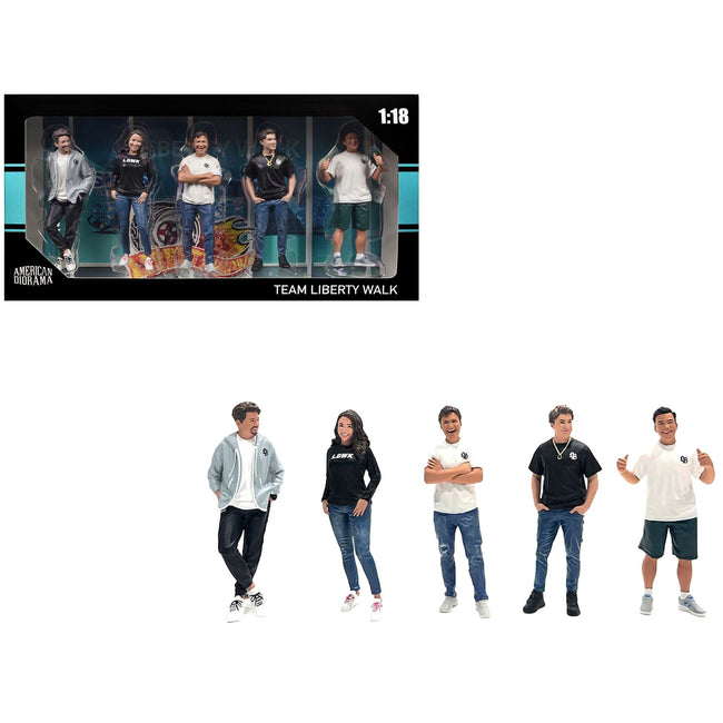 "Team Liberty Walk" 5 piece Figure Set for 1/18 Scale Models by American Diorama