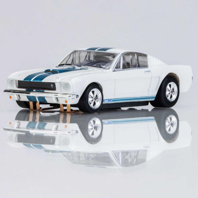 AFX Racing HO 1965 Ford Shelby GT350 Mega G+ Slot Car, White & Blue
