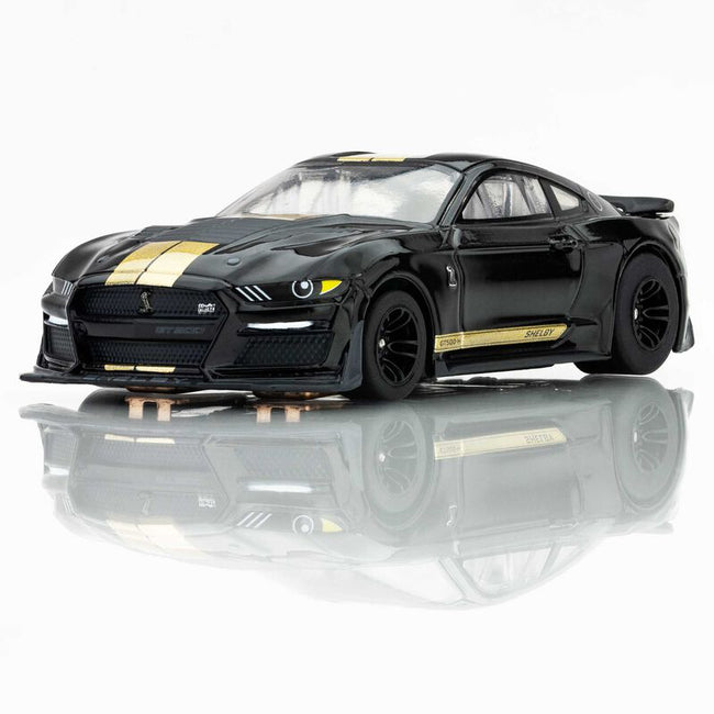 AFX Racing HO Ford Mustang GT500H Mega G+ Slot Car, Black & Gold