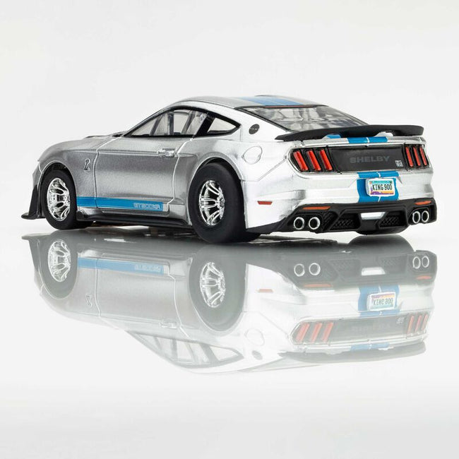 AFX Racing Ho Ford Mustang GT500KR Mega G+ Slot Car, Silver & Blue