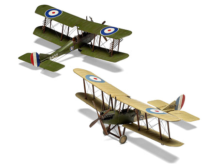 Two vintage biplane models