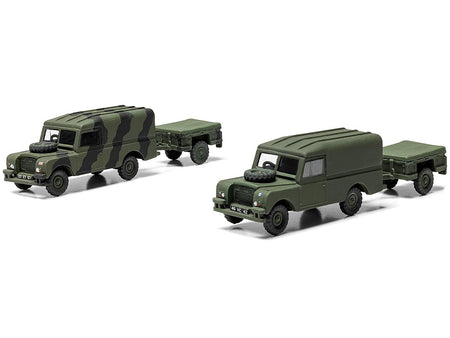 Model Land Rovers with trailers
