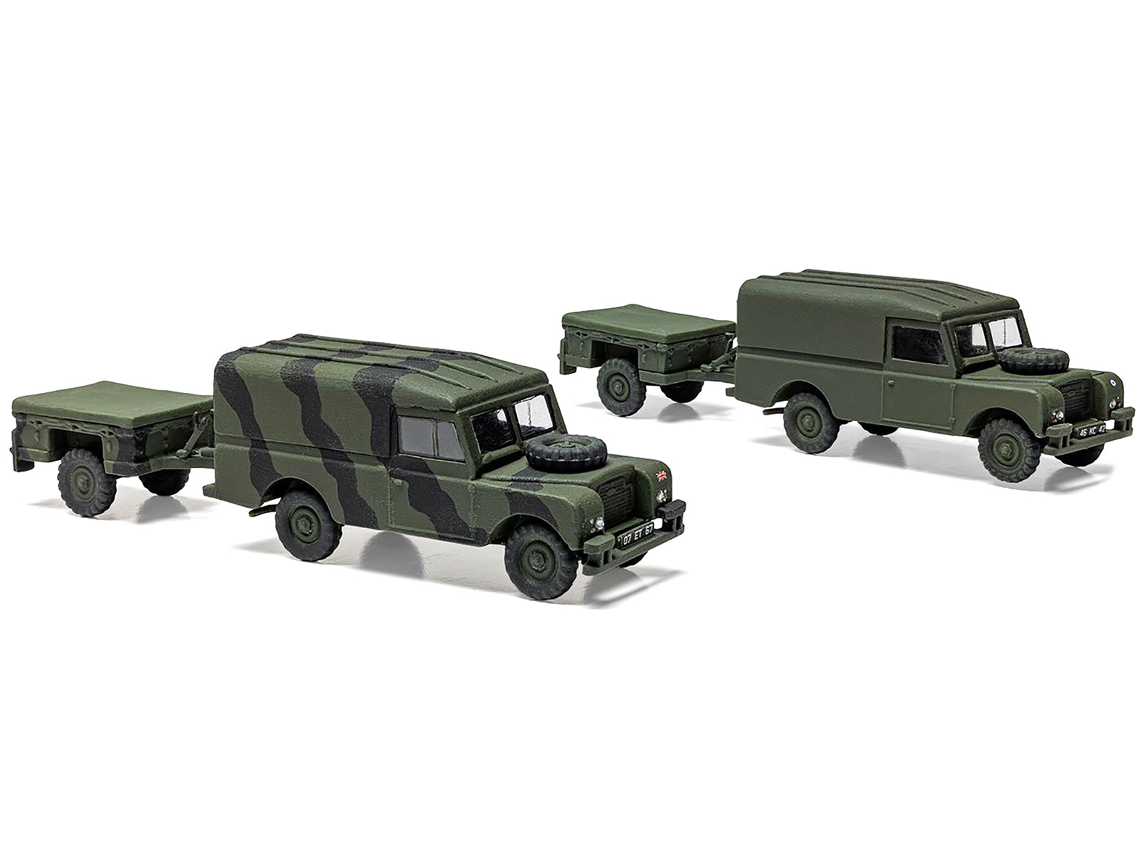 Toy military Land Rover with trailer.