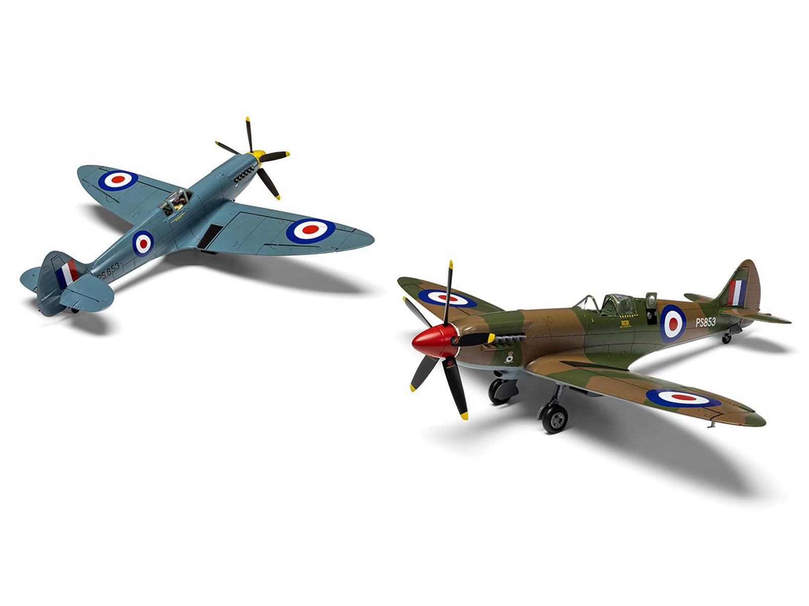 Two model Spitfire fighter planes