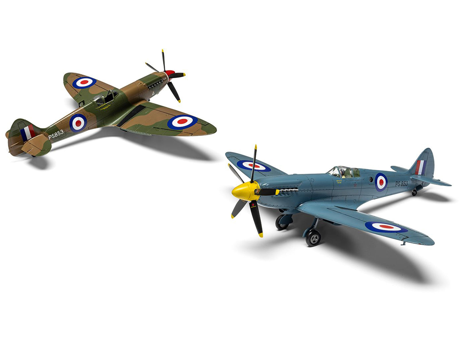 Two model Spitfire airplanes