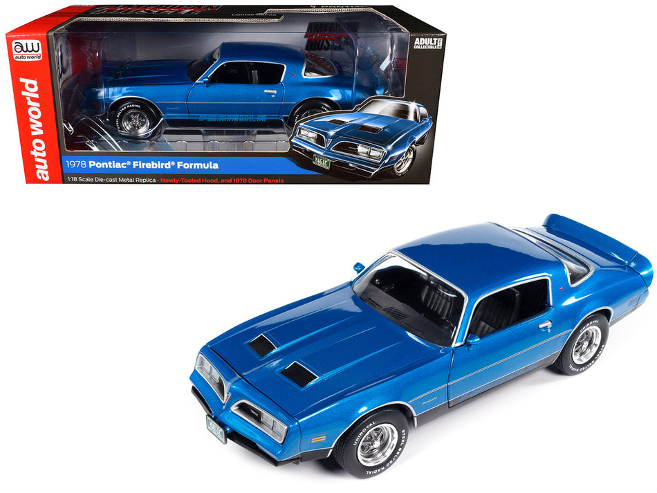 1978 Pontiac Firebird Formula Martinique Blue Metallic "American Muscle" Series 1/18 Diecast Model Car by Auto World