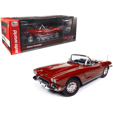 1962 Chevrolet Corvette Convertible Honduras Maroon Metallic "Hemmings Motor News September 2022 Cover Car" "American Muscle" Series 1/18 Diecast Model Car by Auto World