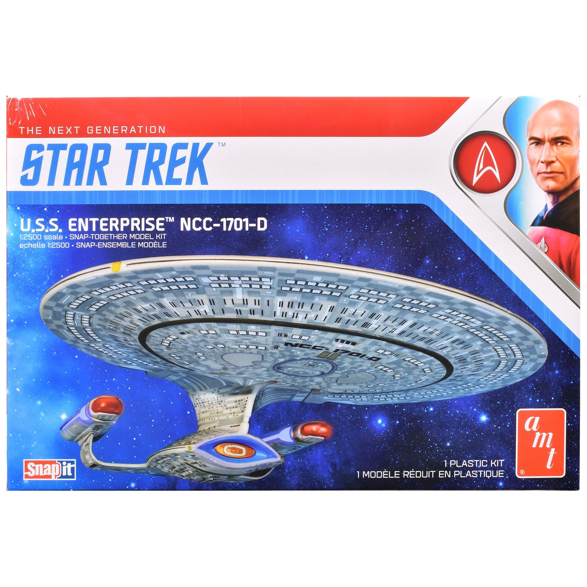 Skill 2 Model Kit U.S.S. Enterprise NCC-1701-D Space Ship "Star Trek: The Next Generation" (1987) TV Series 1/2500 Scale Model by AMT