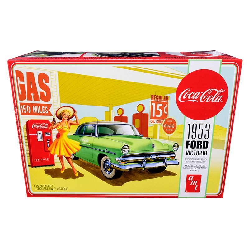 Skill 3 Model Kit 1953 Ford Victoria Hardtop with "Coca-Cola" Vending Machine 1/25 Scale Model by AMT
