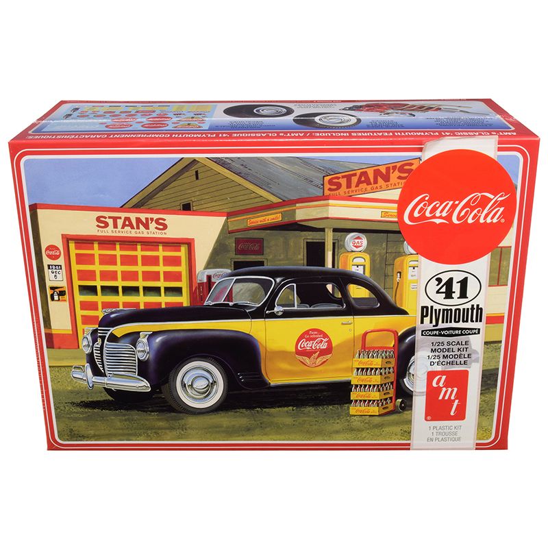 Skill 3 Model Kit 1941 Plymouth Coupe with 4 Bottle Crates "Coca-Cola" 1/25 Scale Model by AMT