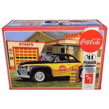 Skill 3 Model Kit 1941 Plymouth Coupe with 4 Bottle Crates "Coca-Cola" 1/25 Scale Model by AMT