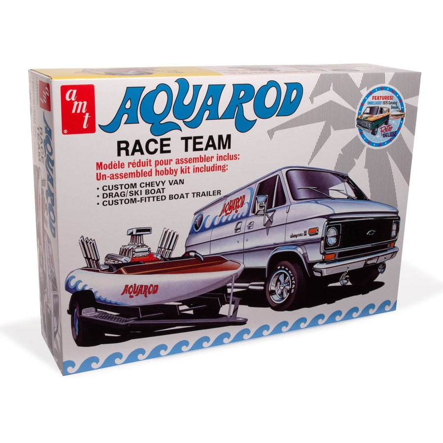 AMT Aqua Rod Race Team 1975 Chevy Van, Race Boat & Trailer 1:25 Scale Model Kit