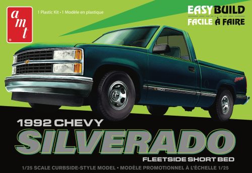 AMT 1992 CHEVROLET SILVERADO SHORTBED FLEETSIDE PICKUP EASY BUILD 1:25 SCALE MODEL KIT