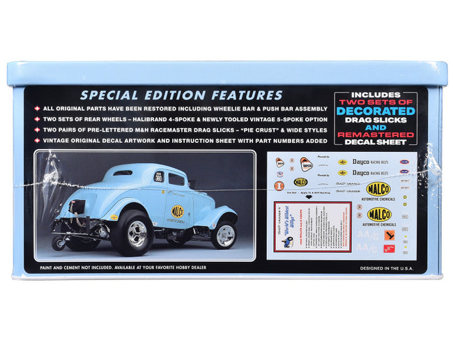 Skill 2 Model Kit 1933 Willys Gasser "Ohio George" with Collectible Tin Packaging 1/25 Scale Model by AMT