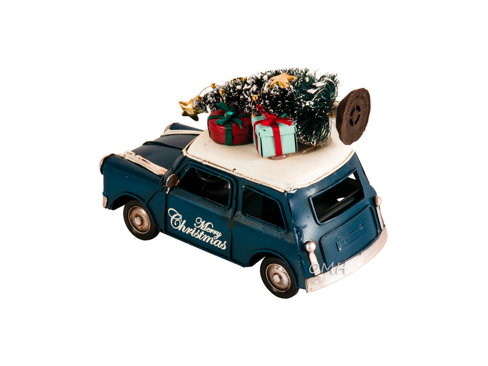 Handmade 1960s Mini Cooper Christmas Car Model Set of 2