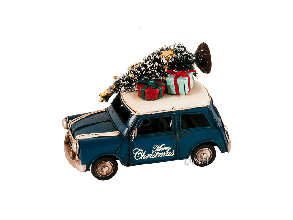 Handmade 1960s Mini Cooper Christmas Car Model Set of 2