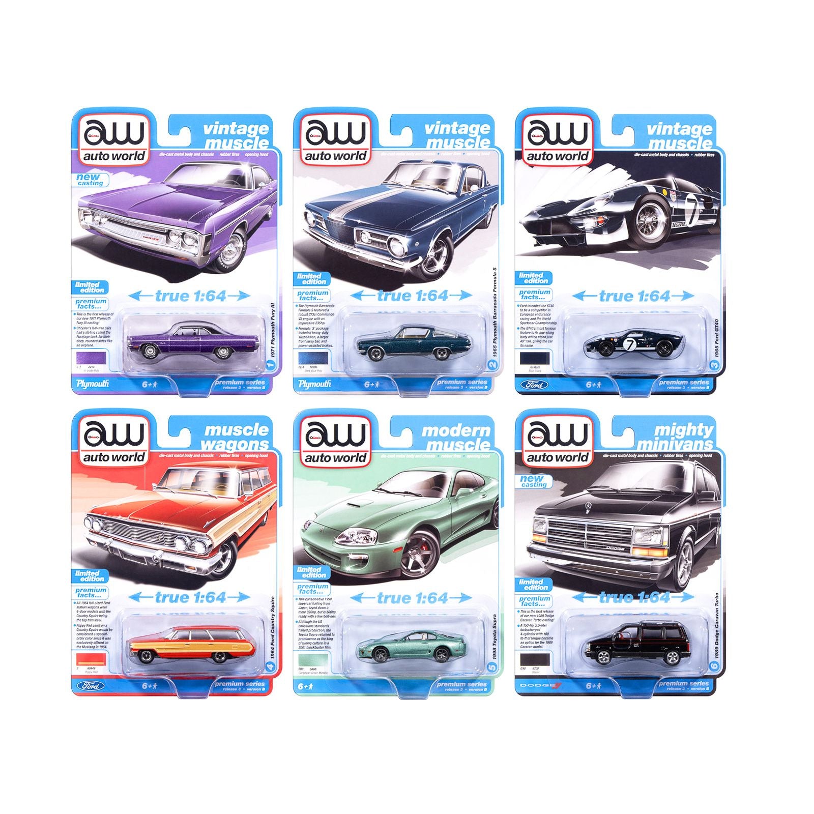 Auto World Premium 2025 Release 3 Set B of 6 pieces 1/64 Diecast Model Cars by Auto World