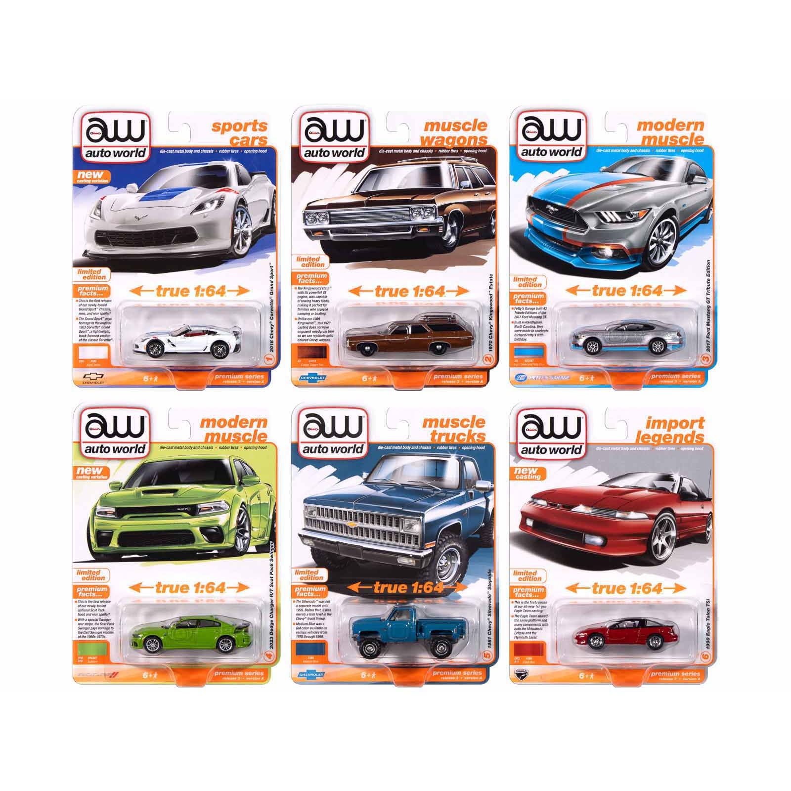 Auto World Premium 2024 Set A of 6 pieces Release 3 1/64 Diecast Model Cars by Auto World