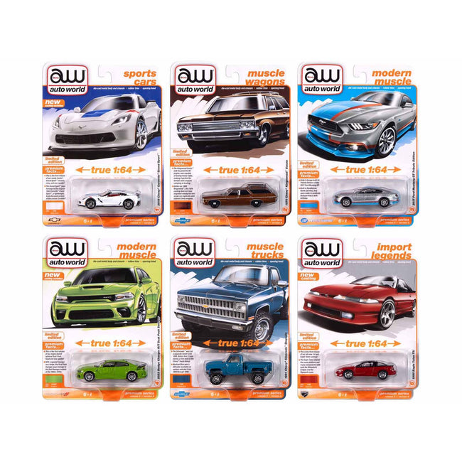 Auto World Premium 2024 Set A of 6 pieces Release 3 1/64 Diecast Model Cars by Auto World
