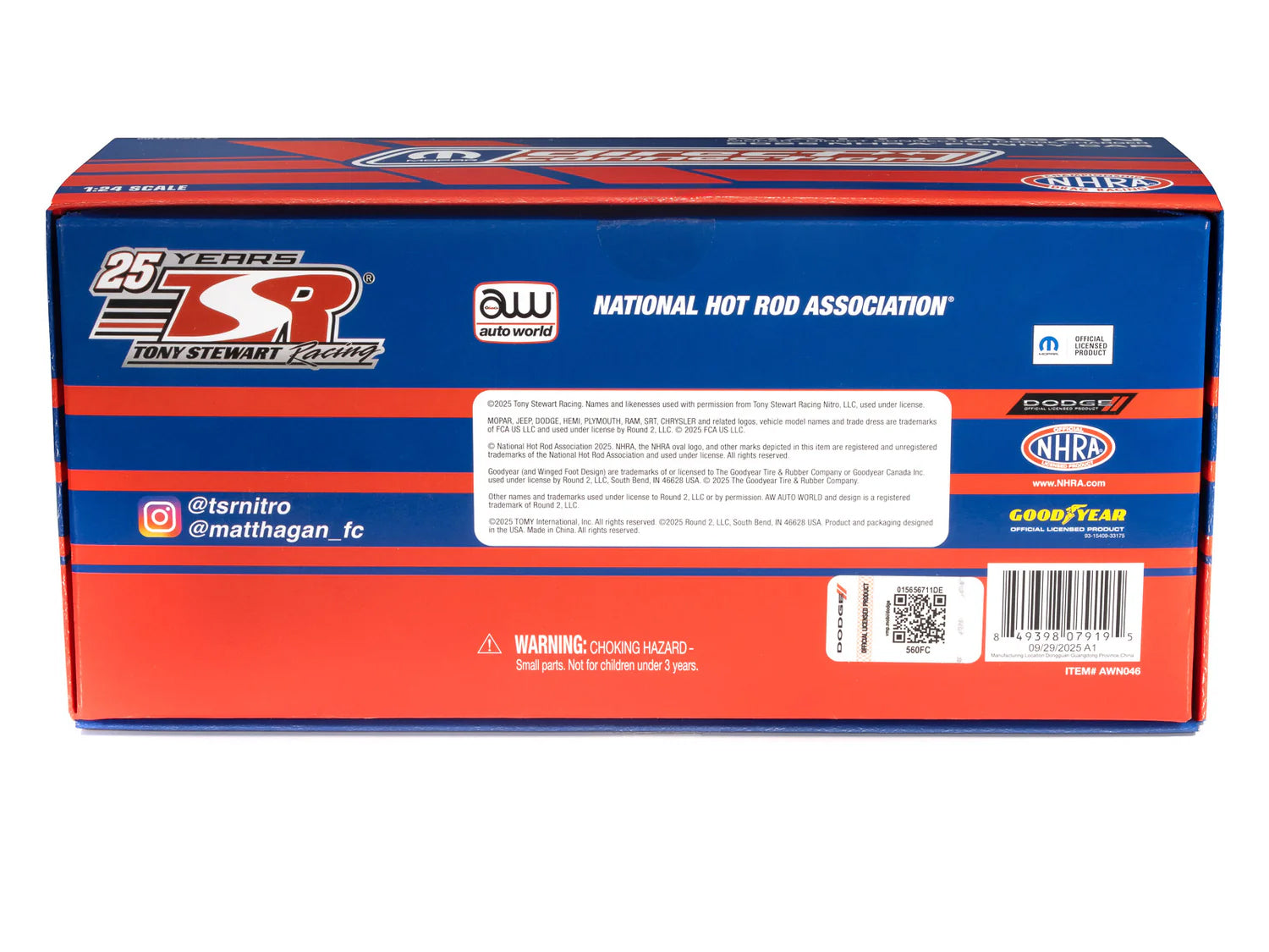 AWN046-BOX2 Tony Stewart 25th Anniversary NHRA Diecast Box