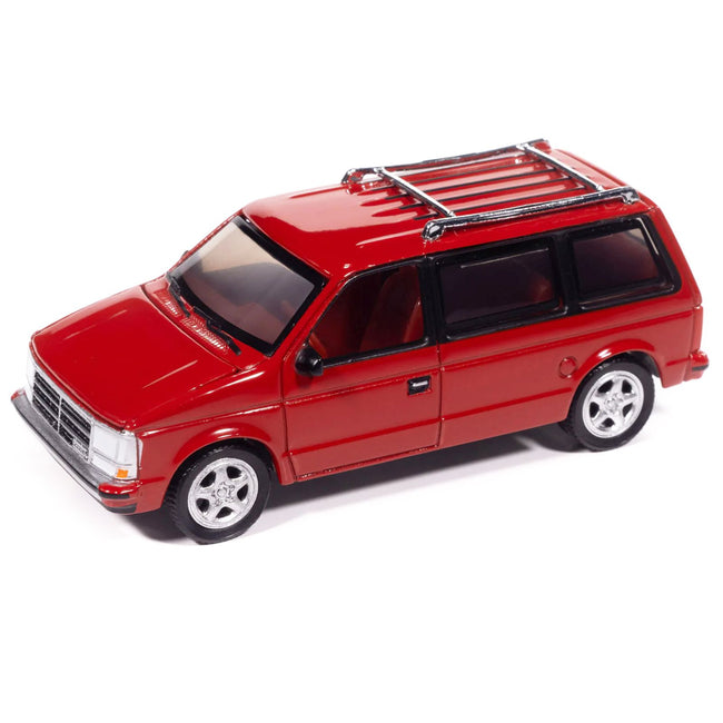 1989 Dodge Caravan Turbo Van Flash Red "Mighty Minivans" Series 1/64 Diecast Model Car by Auto World