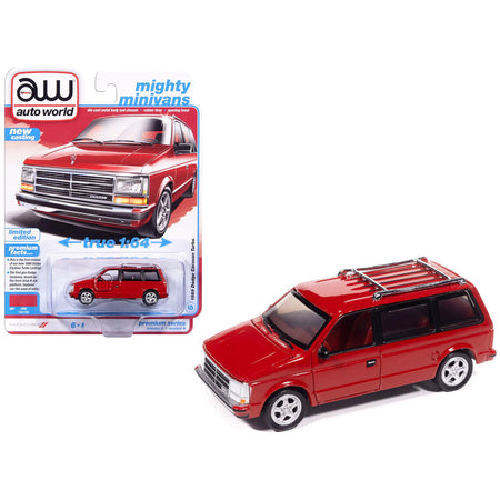 1989 Dodge Caravan Turbo Van Flash Red "Mighty Minivans" Series 1/64 Diecast Model Car by Auto World