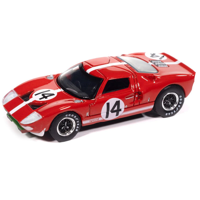1965 Ford GT40 #14 Red with White Stripes "Vintage Muscle" Series 1/64 Diecast Model Car by Auto World