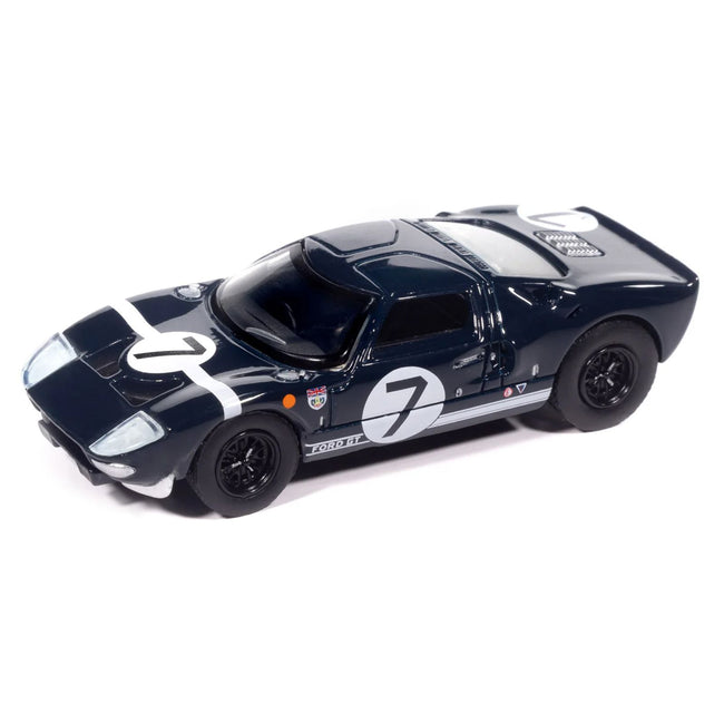 1965 Ford GT40 #7 Blue Black with White Stripes "Vintage Muscle" Series 1/64 Diecast Model Car by Auto World