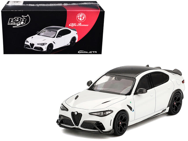 Alfa Romeo Giulia GTA White with Carbon Top 1/64 Diecast Model Car by BBR