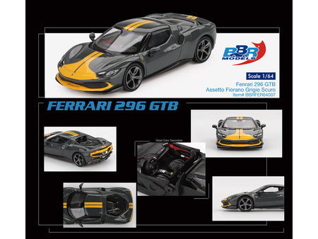 Ferrari 296 GTB model car in Grigio Scuro, scale 1/64