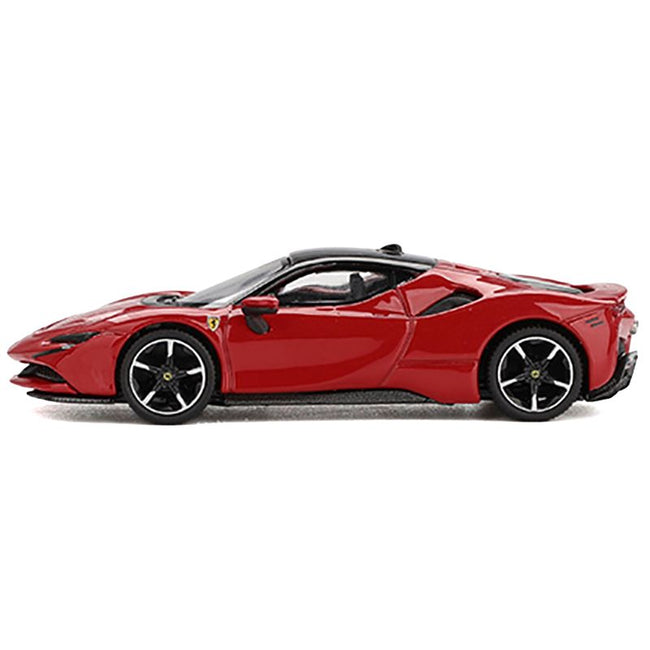 Ferrari SF90 Rosso Corsa Red with Black Top 1/64 Diecast Model Car by BBR