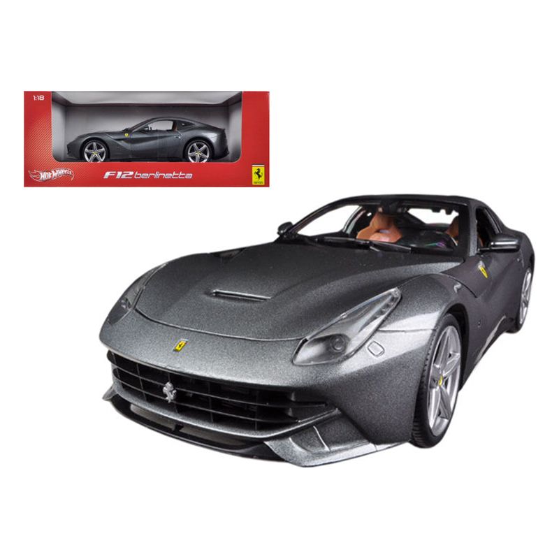 Ferrari F12 Berlinetta Grey 1/18 Diecast Car Model by Hot Wheels