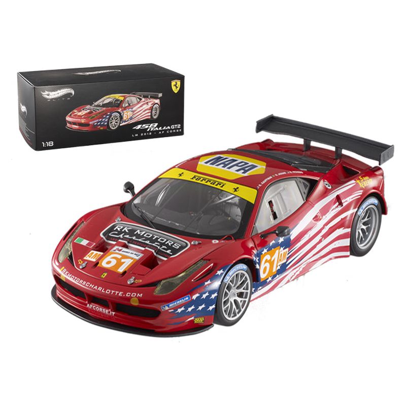 Elite Ferrari 458 Italia GT2 #61 LM 2012 AF Corse 1/18 Diecast Car Model by Hot Wheels