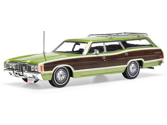 1972 Ford LTD Country Squire Wagon Green Metallic with Woodgrain Sides 1/43 Diecast Model by IXO Models