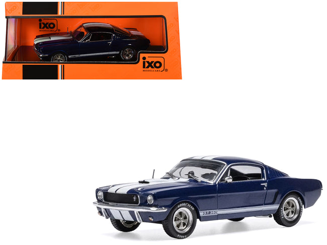 1965 Shelby GT350 Dark Blue Metallic with White Stripes 1/43 Diecast Model by IXO Models
