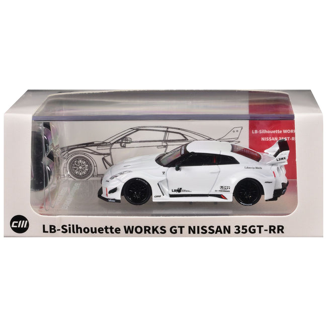 Nissan 35GT-RR "LB-Silhouette Works GT" RHD (Right Hand Drive) White with Extra Wheels 1/64 Diecast Model Car by CM Model