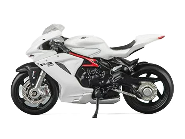 2022 MV Agusta F3 Rosso Motorcycle White with Figure 1/64 Diecast Model Car by CM Models