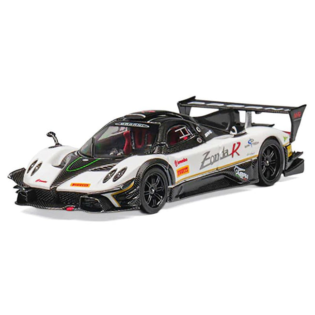 Pagani Zonda Revolucion White and Carbon with Extra Wheels 1/64 Diecast Model Car by CM Model