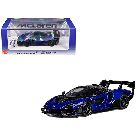 McLaren Senna GTR Blue Metallic with Black Top 1/64 Diecast Model Car by CM Model