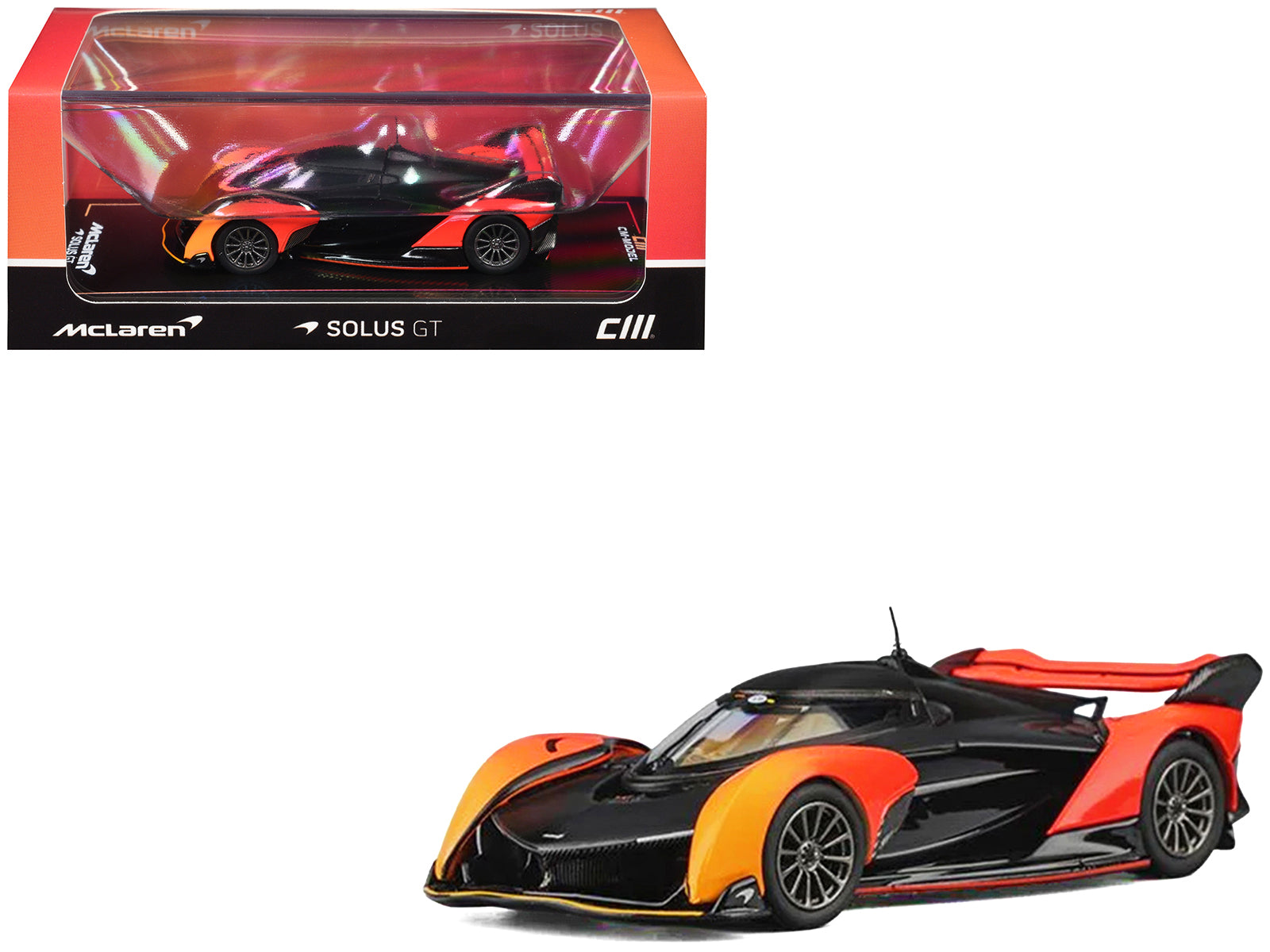 McLaren Solus GT Orange Gradient and Matt Black 1/64 Diecast Model Car by CM Models