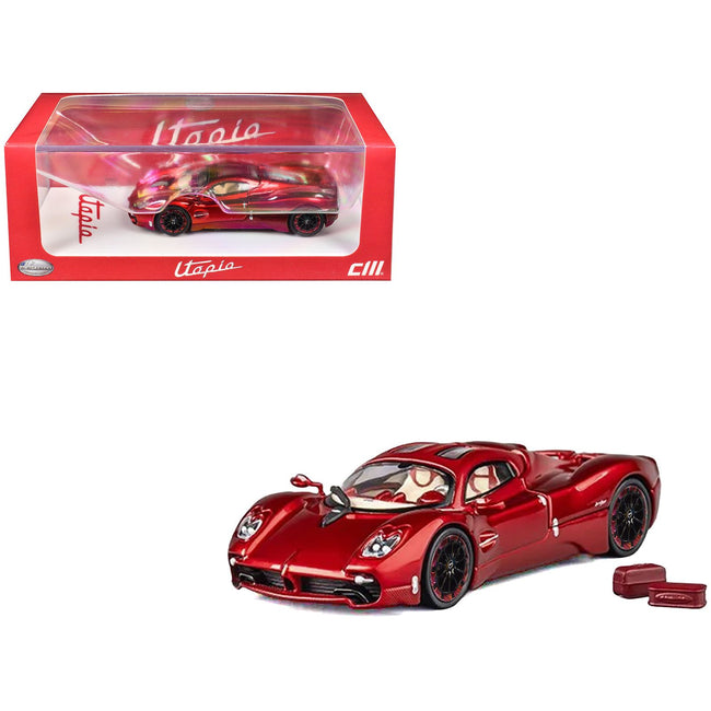 Pagani Utopia Red Metallic with Red Carbon Top 1/64 Diecast Model Car by CM Model