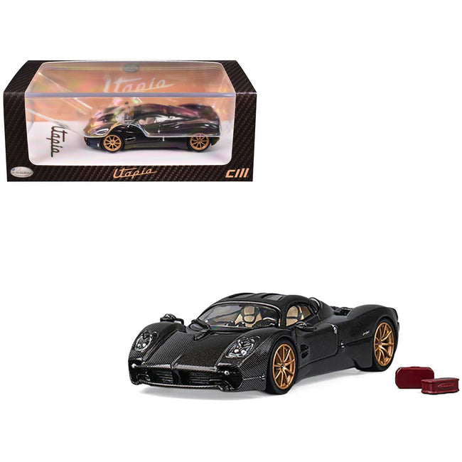 Pagani Utopia Full Carbon with Gold Wheels 1/64 Diecast Model Car by CM Model
